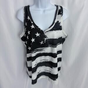 Waffle Knit Flag Tank Top Size 2XL